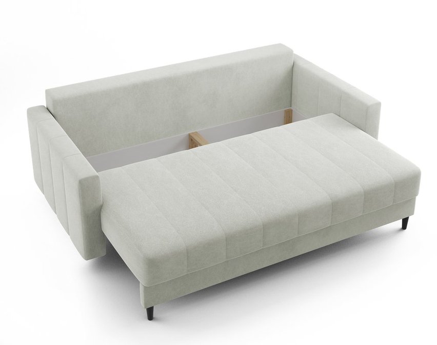 Three-seater sofa bed Ambon Castel 80 with storage, black legs