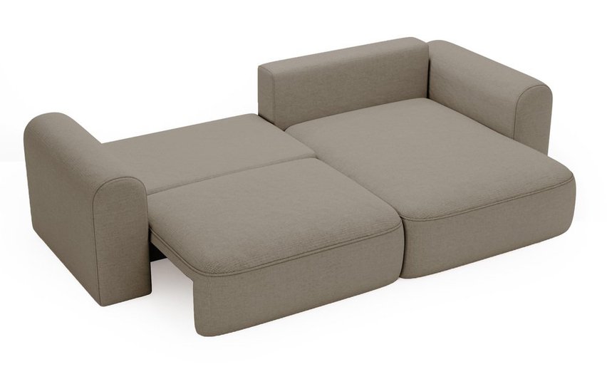 Sollano L-shaped corner sofa with sleeping function with container, universal, dark beige, easy-to-clean chenille