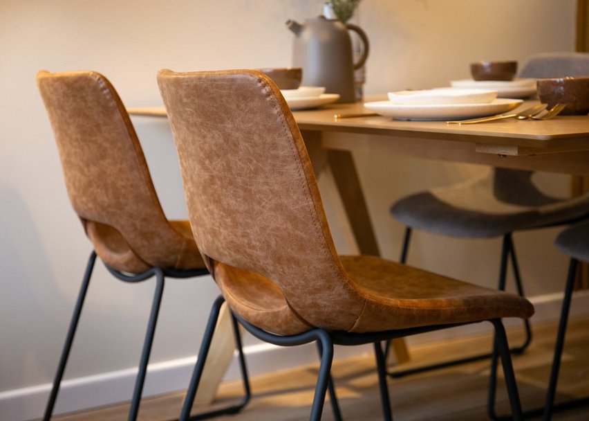 Panessy upholstered chair, brown eco-leather