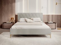 Upholstered bed 140x200 cm, Tiksi, cream velvet