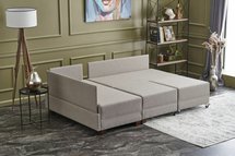 Modular corner sofa with sleeping function Solizes light beige left-hand side