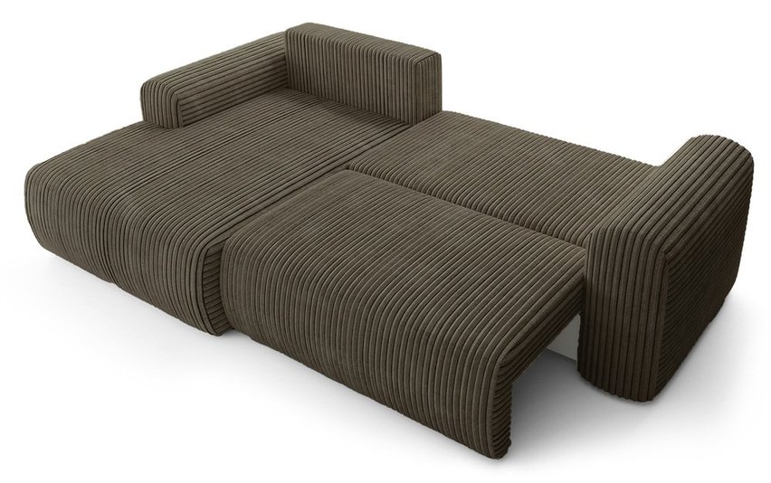 Corner sofa with sleeping function Lelu Tilia 37 L-shaped with a container, thick corduroy, left-hand side