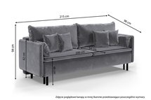 Gennario three-seater sofa bed with storage (Fabric: Cloud 75, Legs: Gold)