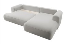 Ovo L-shaped corner sofa with sleeping function with a container in easy-to-clean fabric