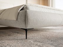 Upholstered bed 160x200 cm Ovalle with storage, light gray metal frame, hydrophobic braid, black legs