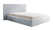 Upholstered bed 180x200 cm Toile with storage box and metal frame Opera light gray