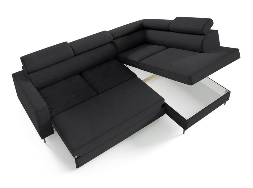 Corner sofa with sleeping function Vero L-shaped with Neve 100 container, braided, right-hand side