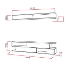 Jeffrey TV cabinet with teak fronts and wall shelf