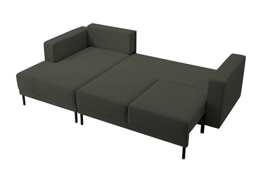 Rodario mini corner sofa with sleeping function and Castel 39 bedding container, left-handed