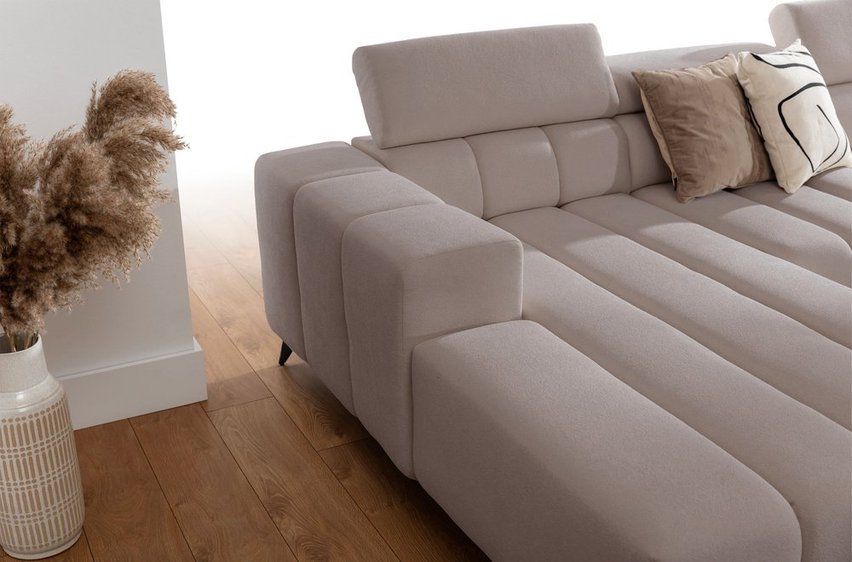 Corner sofa with sleeping function Ragussino U-shaped with side section Sicuro 50 right-hand side