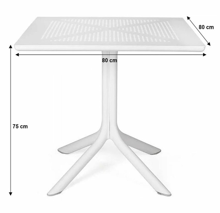 Clip Nardi square garden table, 80 cm, made of certified white material