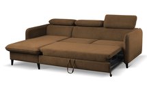 Corner sofa with sleeping function Drene Sally 04 with a container in a hydrophobic fabric, velvet legs, black, left-hand side