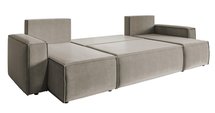 Copertino U-shaped corner sofa with sleeping function with storage, universal, gray-beige, hydrophobic velvet