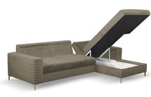 Buram L-shaped corner sofa bed with storage (Fabric: Velluto 03, Side: Right)