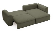 Sollano L-shaped corner sofa with sleeping function with container, universal, dark green, easy-to-clean chenille