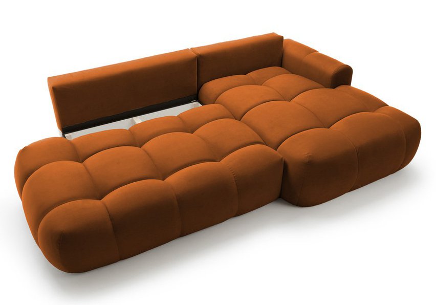 Ombo L-shaped corner sofa with sleeping function with container Salvador 14, hydrophobic velvet, right-hand side