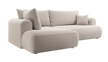 Ovo II L-shaped corner sofa with sleeping function Castel 04 with side and container, easy-to-clean velvet, left-hand