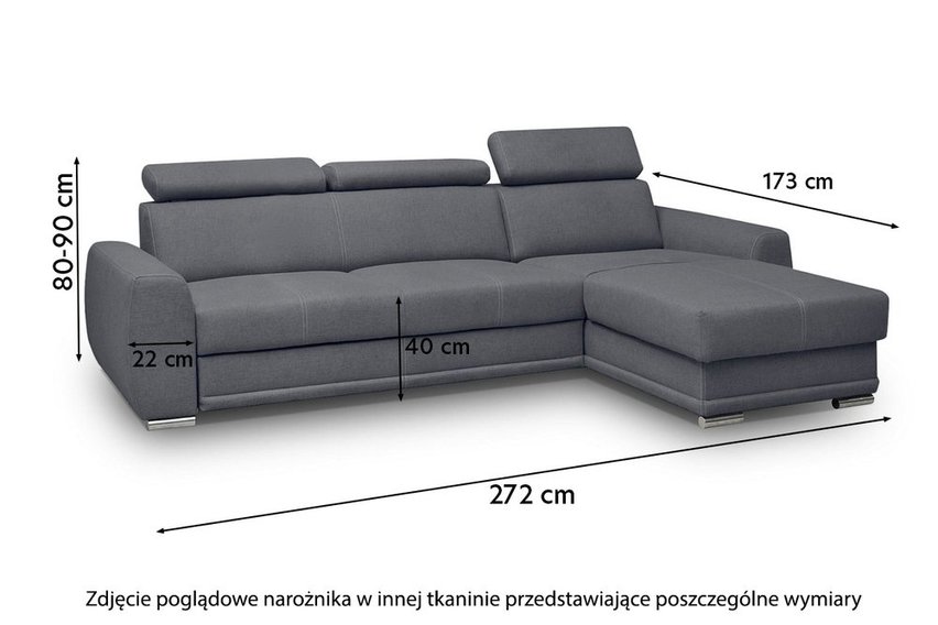 Danles corner sofa bed with three adjustable headrests (Fabric: Element 17)