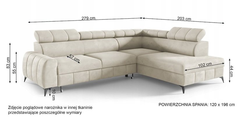 Corner sofa with sleeping function Dulia L-shaped legs black (Fabric: Trinity 14, Side: Left)