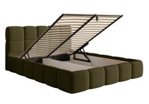 Upholstered bed 160x200 cm Cloudy with container olive Legend 05