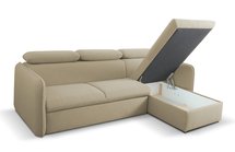 Corner sofa with sleeping function Paladia Castel 15 in hydrophobic velvet fabric, right-hand side