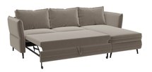 Corner sofa with sleeping function Arenosa L-shaped with storage universal beige hydrophobic velvet