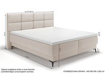 Continental bed 180x200 cm Rektango with container and topper, beige velor