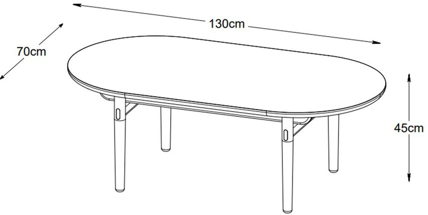 Yoffers coffee table 130x70 cm natural oak