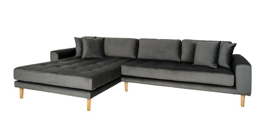 Dagmarri corner sofa 290 cm dark gray velvet left side