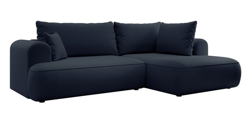 Ovo II L-shaped corner sofa with sleeping function Castel 79 with side and container, easy-to-clean velvet, right-hand