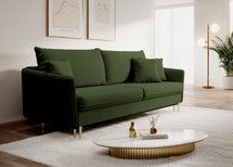 Volio three-seater sofa, hydrophobic velvet, gold legs