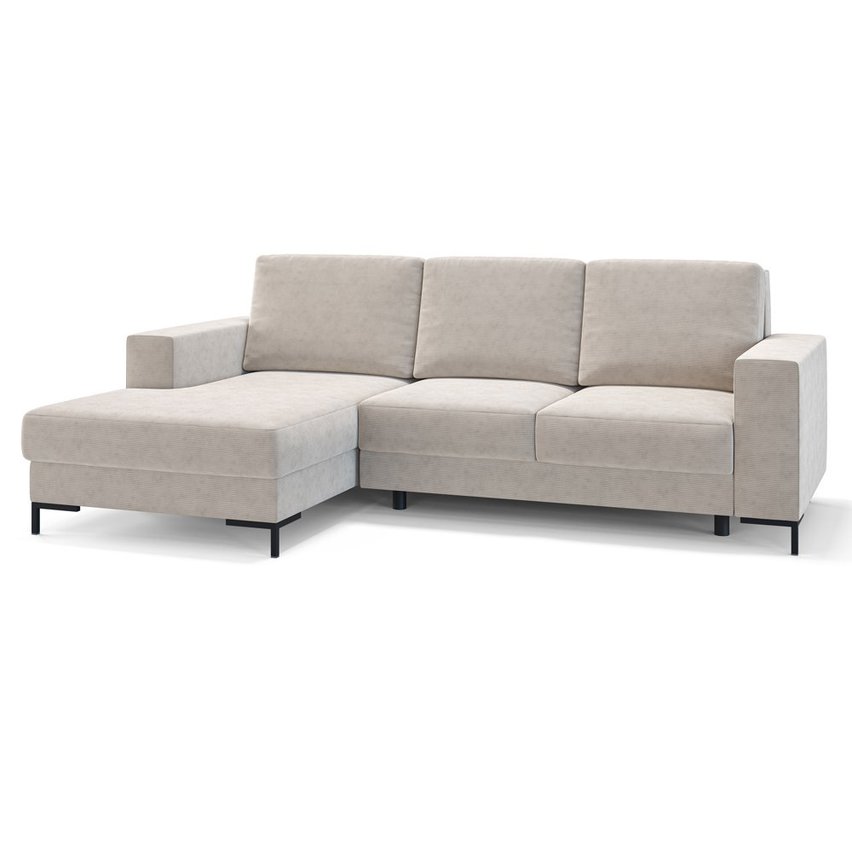 Mokpeo corner sofa bed (Fabric: Scala sand, Legs: Black, Side: Left)