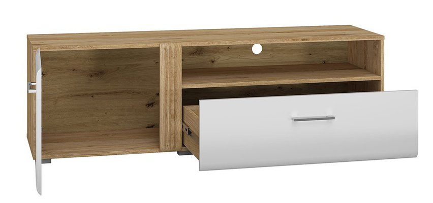 Fandri TV cabinet with drawer 150 cm Castello oak / Gloss white