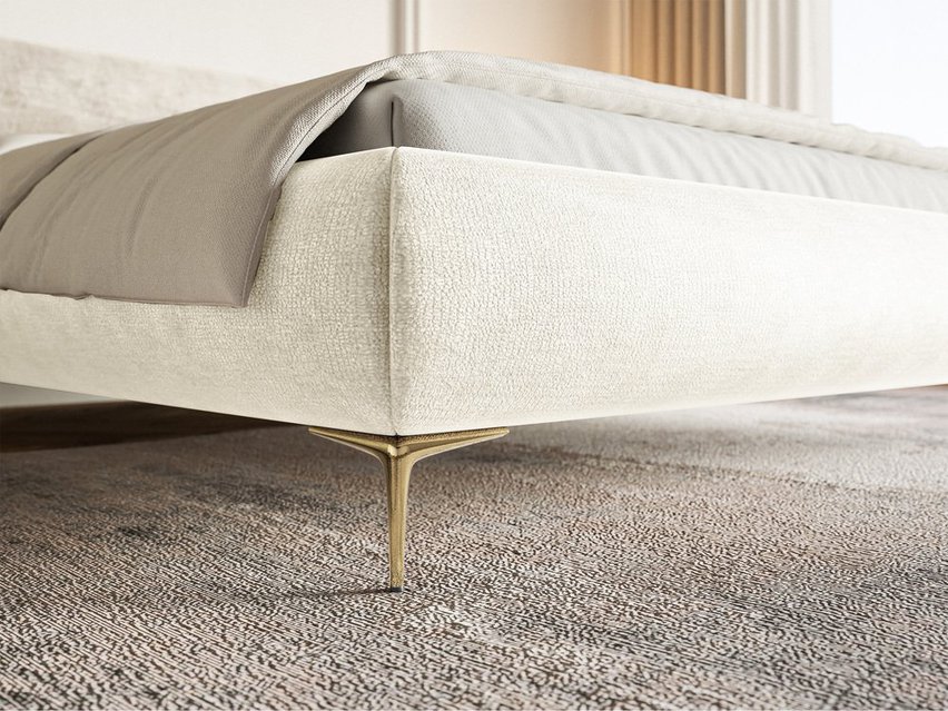 Upholstered bed 160x200 cm Roule with storage, metal frame Perfect Harmony 01 chenille, gold legs