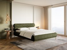 Upholstered bed 180x200 cm Roule with storage, metal frame Perfect Harmony 39 chenille, gold legs