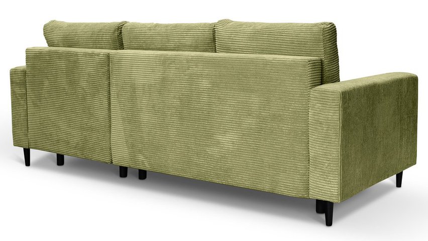 Corner sofa with sleeping function Nalika L-shaped with storage Poso 44 corduroy right-hand side