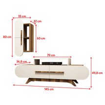 Ovalia TV cabinet 145 cm with cream front and hanging cabinet