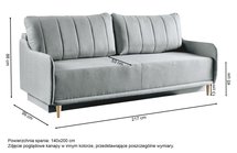 Lemmora three-seater sofa with sleeping function Neve 90 braided