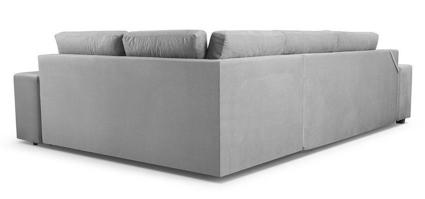 Umill L corner sofa bed with bar and pouffe (Fabric: Monolith 84, Side: Right)