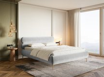 Upholstered bed 160x200 cm Roule with storage, metal frame Amon 09, hydrophobic velvet, gold legs