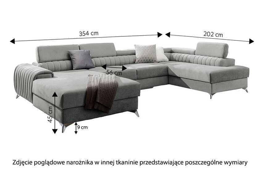 Velada U-shaped corner sofa bed (Fabric: Nube 24, Side: Right)