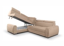 Corner sofa bed Danles L-shaped with five adjustable headrests and a left-hand container (Fabric: Element 06)