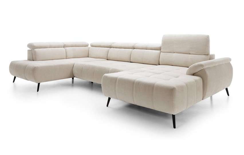 Corner sofa with sleeping function Mamutio U-shaped Aphrodite 02 chenille left-hand side