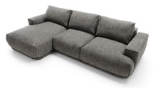 Divo L-shaped corner sofa with sleeping function, gray, hydrophobic braid, left-hand side