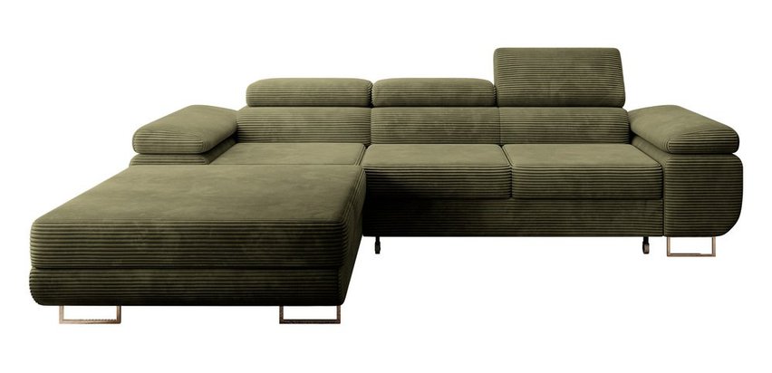 Ganta L-shaped corner sofa with sleeping function with container Poso 46 left-hand corduroy