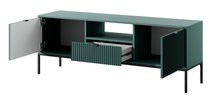 Vellore 154 cm green TV cabinet with grooved fronts, black handles and NOVA RTV-154 frame