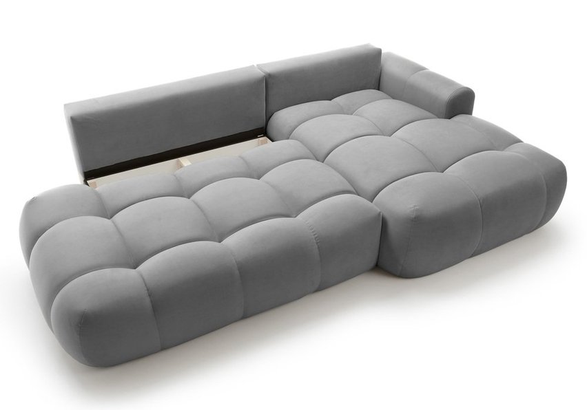 Ombo L-shaped corner sofa with sleeping function with container Salvador 17, hydrophobic velvet, right-hand side