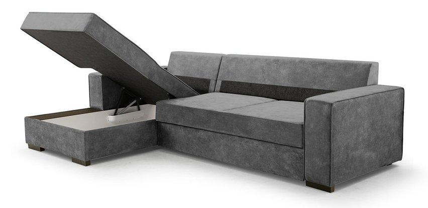 Corner sofa with sleeping function Pazzano L-shaped with container Palladium 16 left-hand side