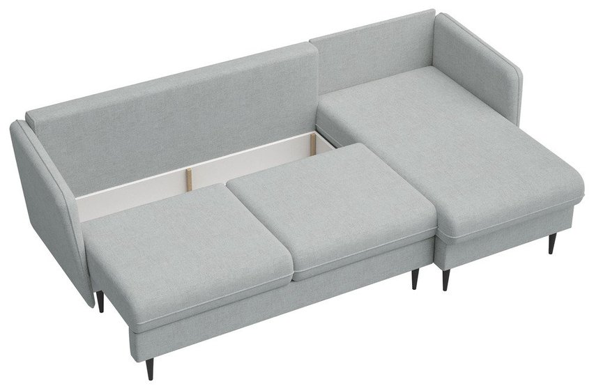 Corner sofa with sleeping function Volio L-shaped Wind 84 legs black