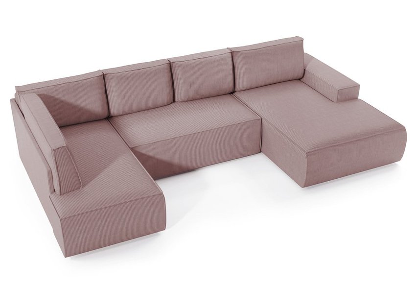 Corner sofa with sleeping function Farese New U-shaped with container right side (Fabric: Poso 27)